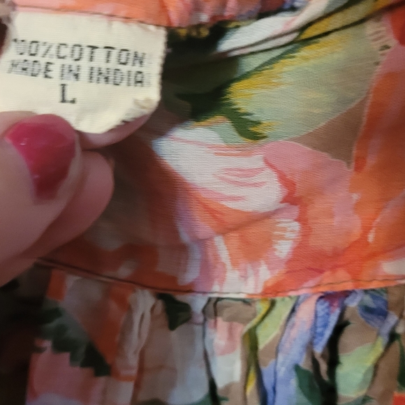 Red Camel Y2K Rayon Skirt Women's Floral L 80s it has a boo boo on the band. - Picture 3 of 7